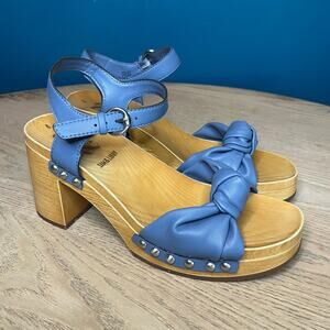 Sam & Libby Cassia Wood Heel Sandal Blue Studded Sandals Women’s Size 8